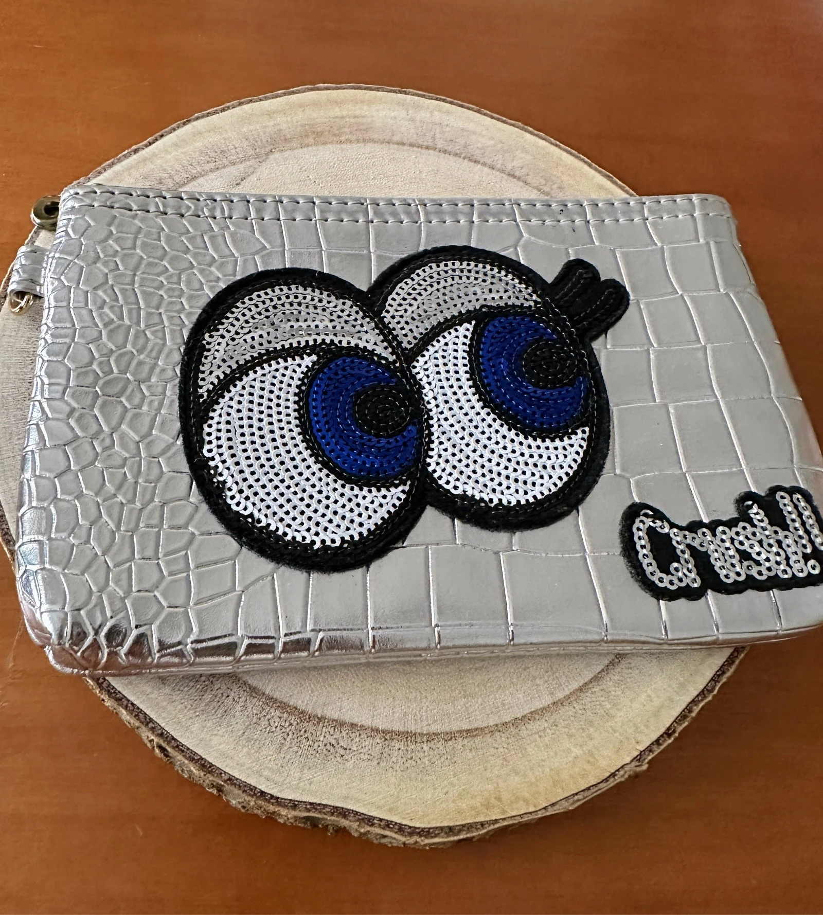 porte-monnaie argent effet crocodile "Crush!" - yeux paillettes Y2K – photo 4